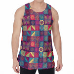 Bohemian Patchwork Pattern Print Men's Velvet Tank Top