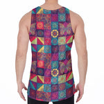 Bohemian Patchwork Pattern Print Men's Velvet Tank Top