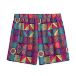 Bohemian Patchwork Pattern Print Mesh Shorts