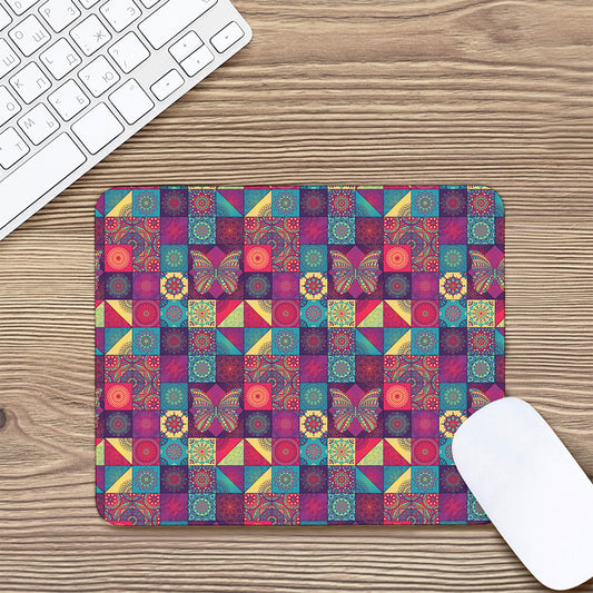 Bohemian Patchwork Pattern Print Mouse Pad