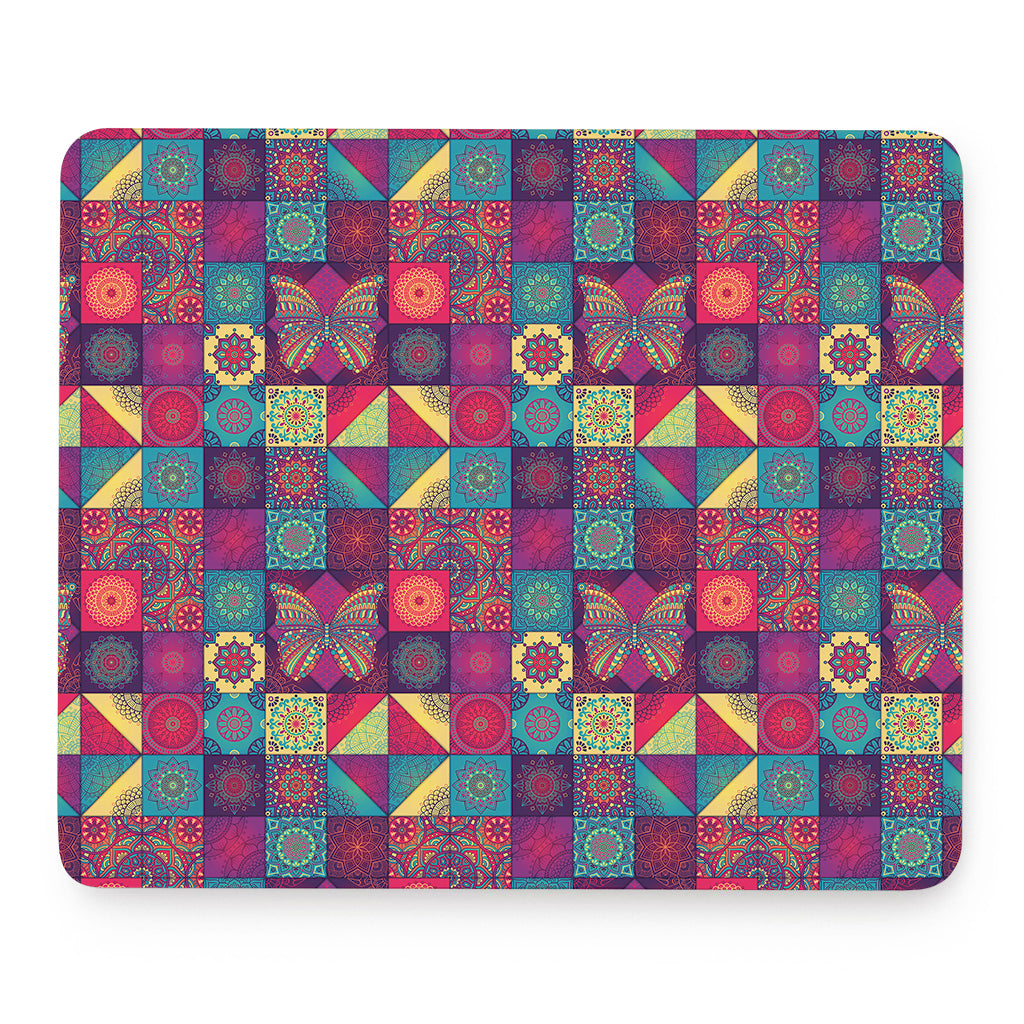 Bohemian Patchwork Pattern Print Mouse Pad