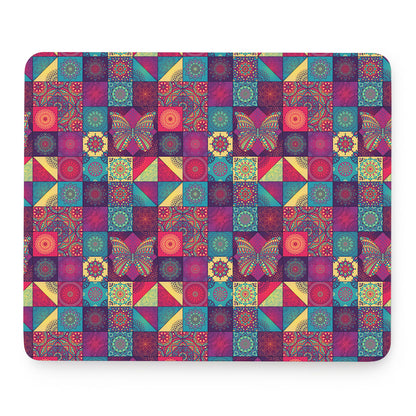 Bohemian Patchwork Pattern Print Mouse Pad
