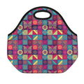 Bohemian Patchwork Pattern Print Neoprene Lunch Bag