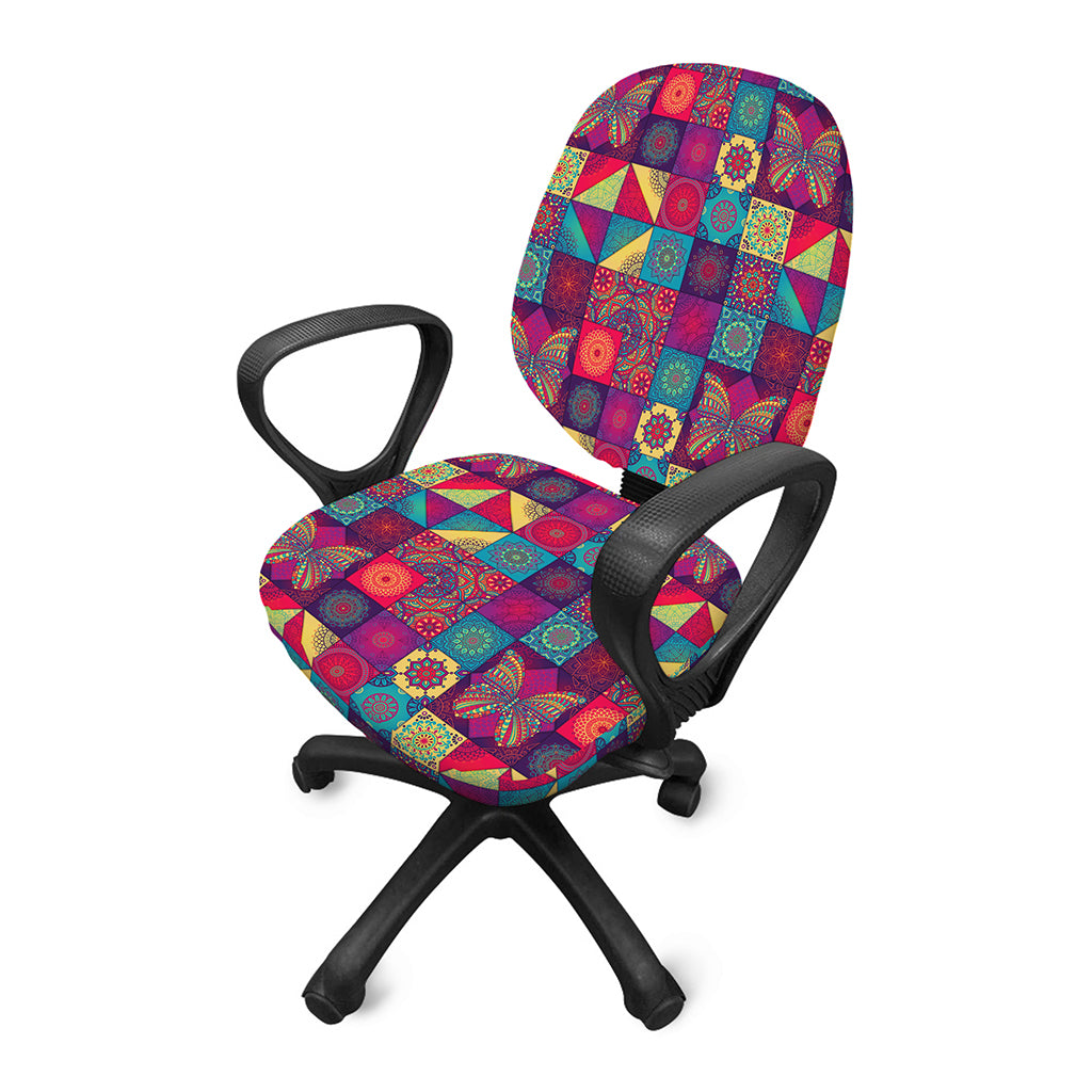 Bohemian Patchwork Pattern Print Office Chair Cover