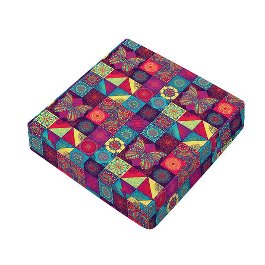 Bohemian Patchwork Pattern Print Outdoor Seat Cushion Cover