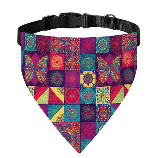 Bohemian Patchwork Pattern Print Over The Collar Dog Bandana