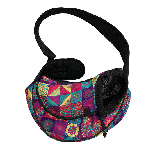 Bohemian Patchwork Pattern Print Pet Sling Carrier