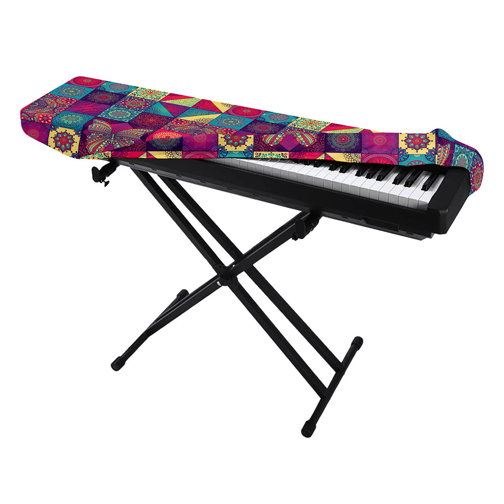 Bohemian Patchwork Pattern Print Piano Keyboard Cover