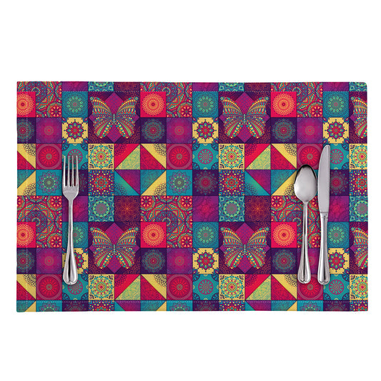 Bohemian Patchwork Pattern Print Placemat