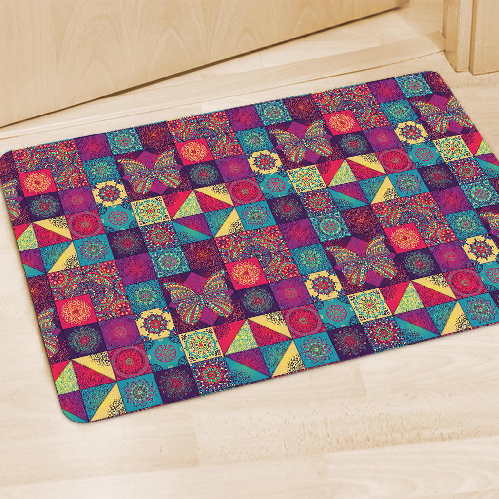 Bohemian Patchwork Pattern Print Polyester Doormat