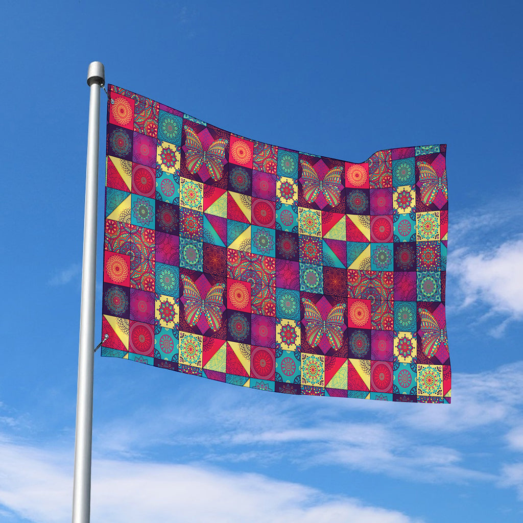 Bohemian Patchwork Pattern Print Polyester Flag