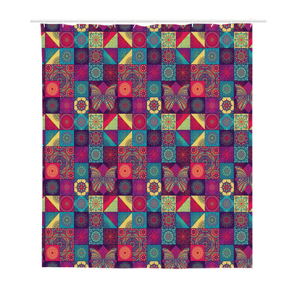Bohemian Patchwork Pattern Print Polyester Shower Curtain