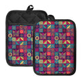 Bohemian Patchwork Pattern Print Pot Holders With Pocket