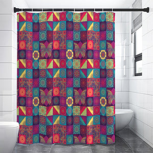 Bohemian Patchwork Pattern Print Premium Shower Curtain