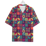 Bohemian Patchwork Pattern Print Rayon Hawaiian Shirt