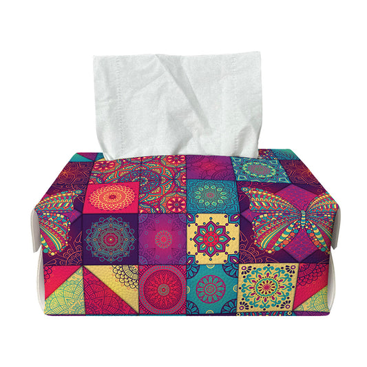 Bohemian Patchwork Pattern Print Rectangle Tissue Box Cover