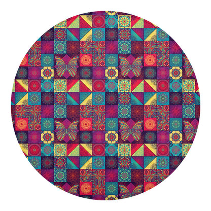 Bohemian Patchwork Pattern Print Round Blanket