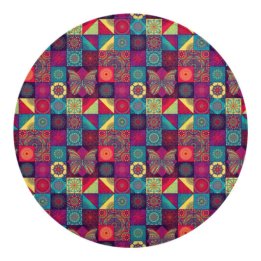 Bohemian Patchwork Pattern Print Round Blanket