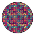 Bohemian Patchwork Pattern Print Round Floor Mat