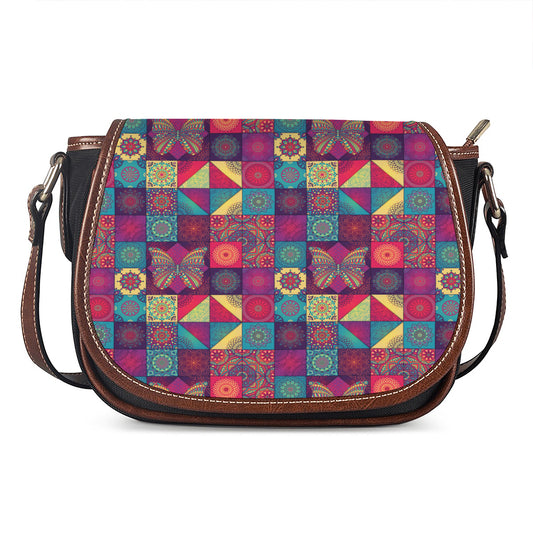 Bohemian Patchwork Pattern Print Saddle Bag