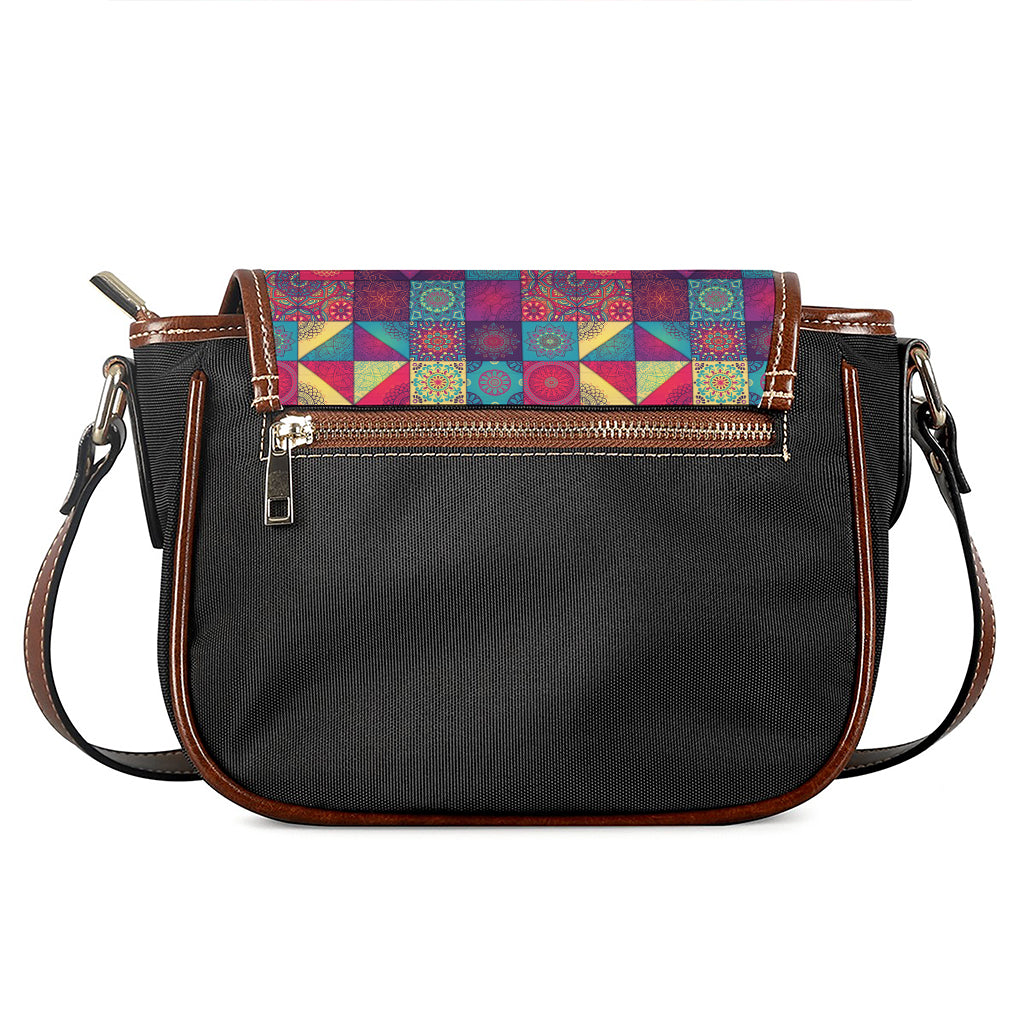Bohemian Patchwork Pattern Print Saddle Bag
