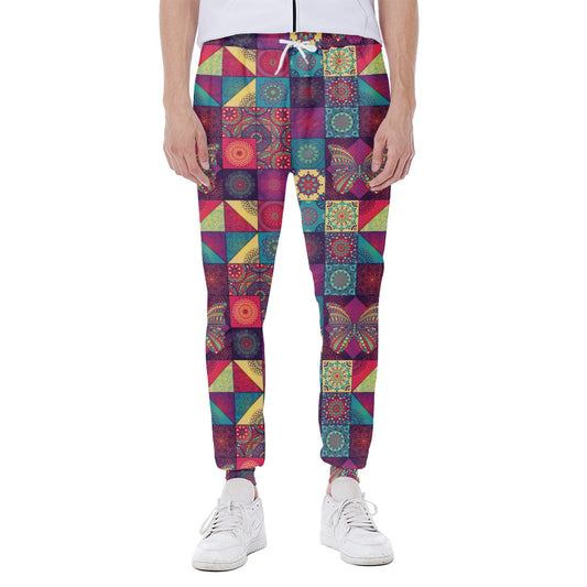 Bohemian Patchwork Pattern Print Scuba Joggers