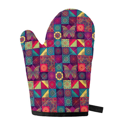 Bohemian Patchwork Pattern Print Single Oven Mitt
