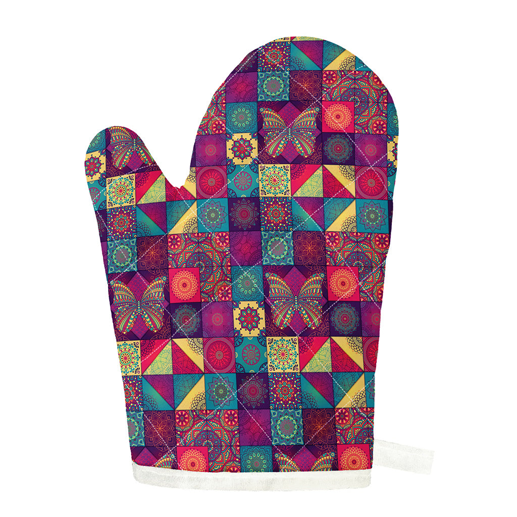 Bohemian Patchwork Pattern Print Single Oven Mitt