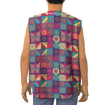 Bohemian Patchwork Pattern Print Sleeveless Baseball Jersey
