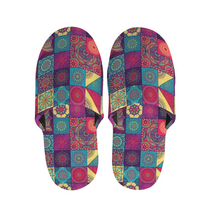 Bohemian Patchwork Pattern Print Slippers
