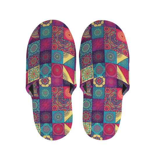 Bohemian Patchwork Pattern Print Slippers
