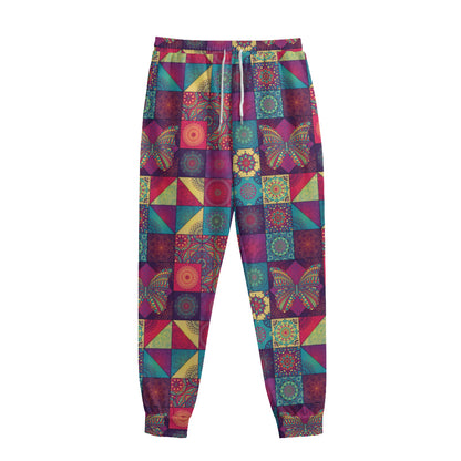 Bohemian Patchwork Pattern Print Sweatpants