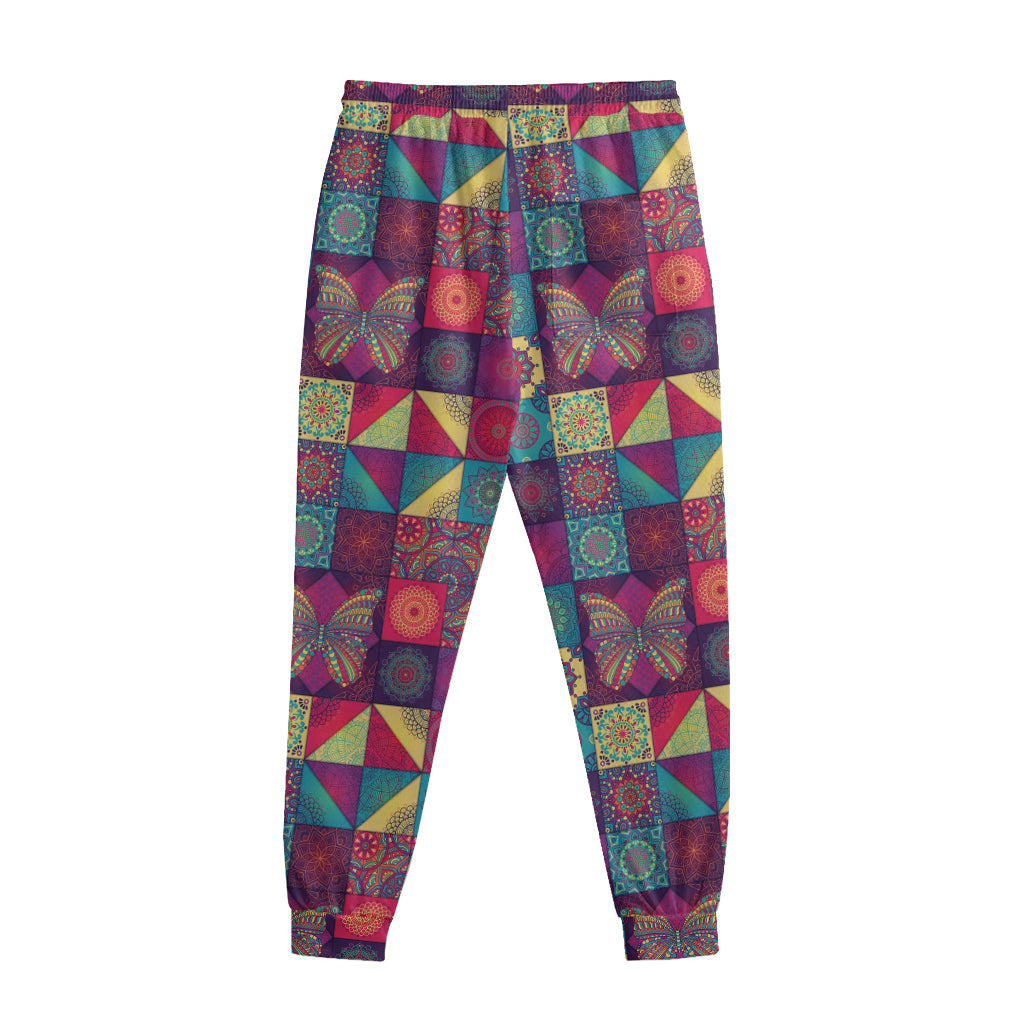Bohemian Patchwork Pattern Print Sweatpants