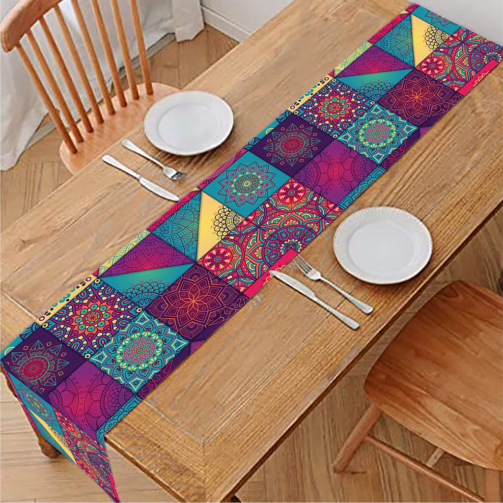 Bohemian Patchwork Pattern Print Table Runner