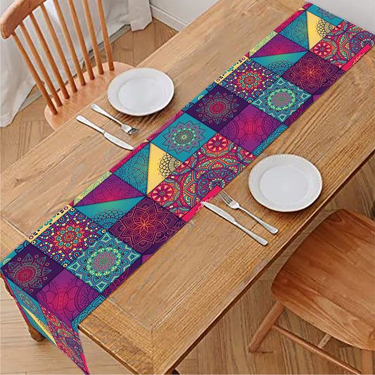 Bohemian Patchwork Pattern Print Table Runner
