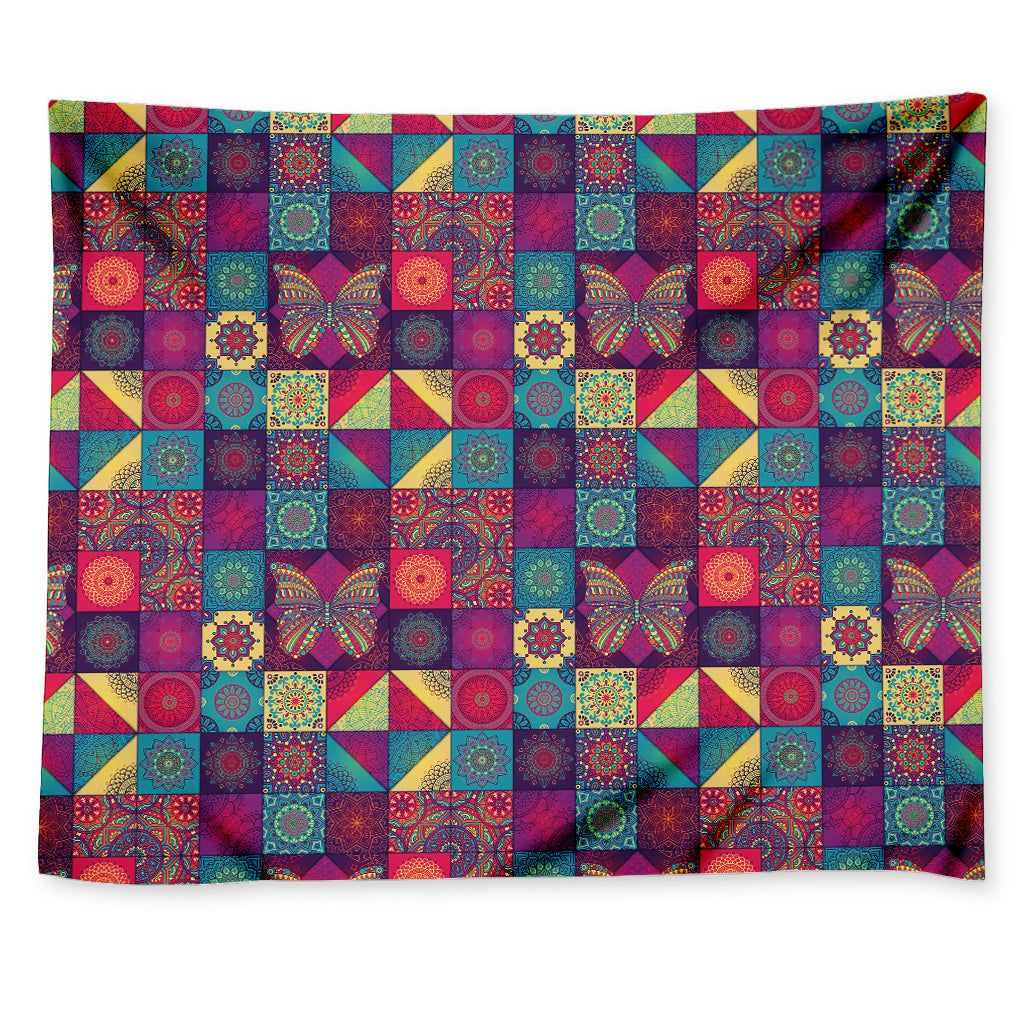 Bohemian Patchwork Pattern Print Tapestry