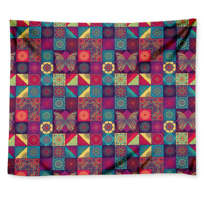 Bohemian Patchwork Pattern Print Tapestry