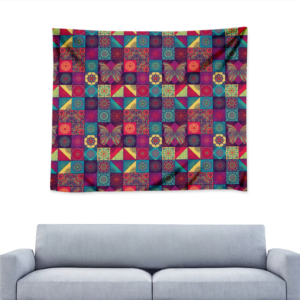 Bohemian Patchwork Pattern Print Tapestry