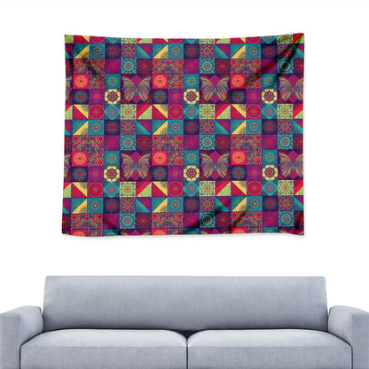 Bohemian Patchwork Pattern Print Tapestry