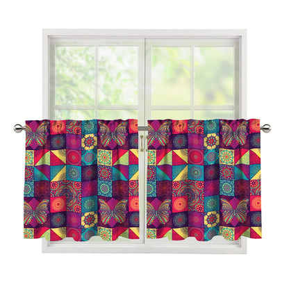 Bohemian Patchwork Pattern Print Tier Curtains