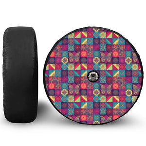 Bohemian Patchwork Pattern Print Tire Cover With Camera Hole