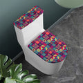 Bohemian Patchwork Pattern Print Toilet Lid And Tank Cover Set