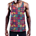 Bohemian Patchwork Pattern Print Men's Workout Tank Top