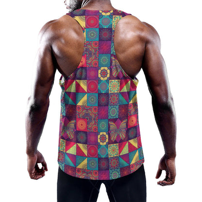 Bohemian Patchwork Pattern Print Training Tank Top