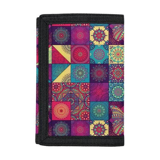 Bohemian Patchwork Pattern Print Trifold Wallet