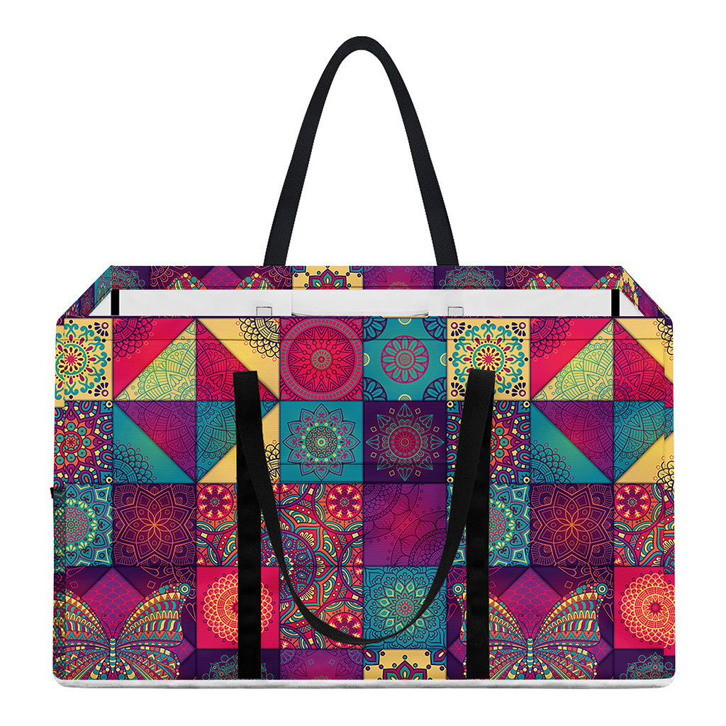 Bohemian Patchwork Pattern Print Utility Tote Bag