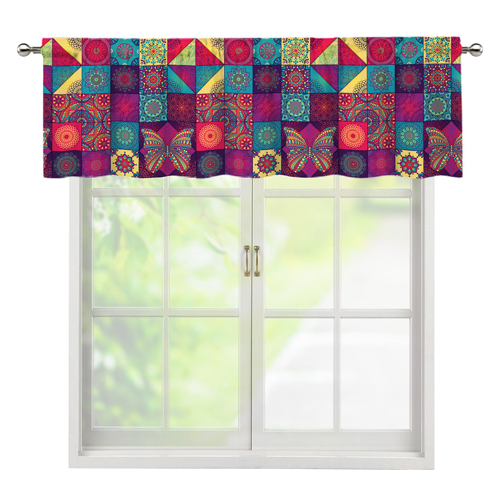 Bohemian Patchwork Pattern Print Window Valance