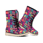 Bohemian Patchwork Pattern Print Winter Boots