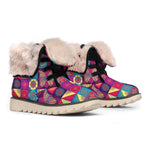 Bohemian Patchwork Pattern Print Winter Boots