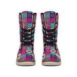 Bohemian Patchwork Pattern Print Winter Boots